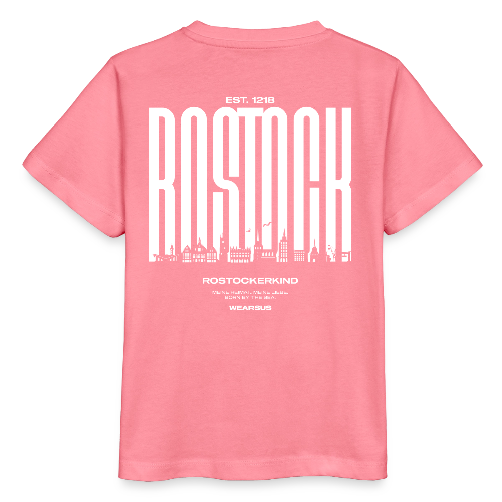 Rostock 'Rostockerkind' Bio T-Shirt Kinder 3-8 Jahre Back Print Farbe - Pink 