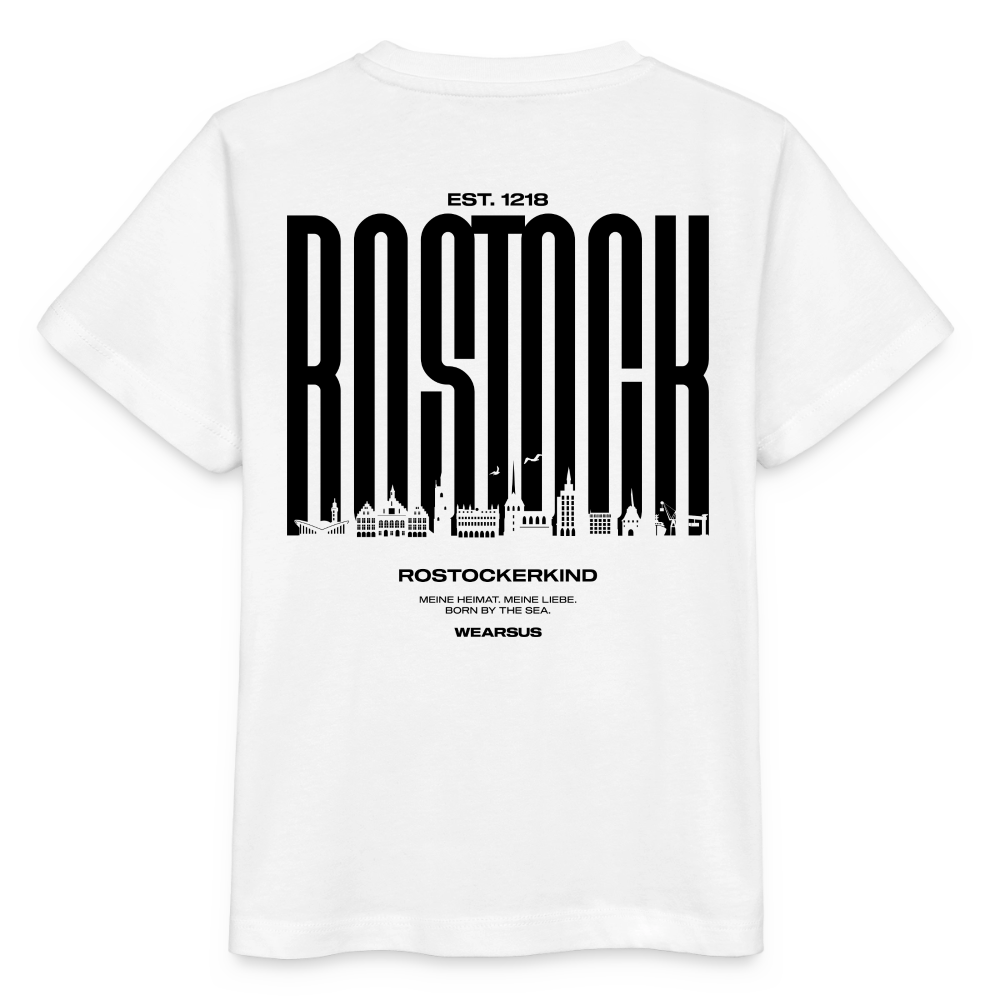 Rostock 'Rostockerkind' Bio T-Shirt Kinder 3-8 Jahre Back Print weiß - Weiß