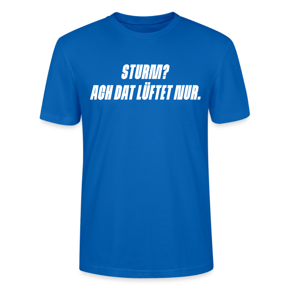 Unisex Sprüche T-Shirt 'Sturm? Ach dat lüftet nur.' Fun Shirt - Pfauenblau