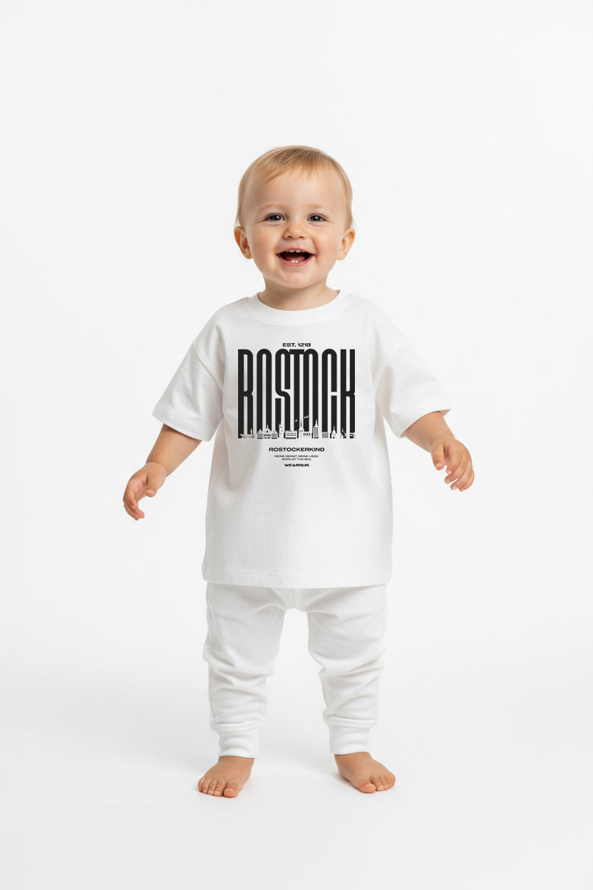 Rostock 'Rostockerkind' Bio T-Shirt Babys Frontprint weiß