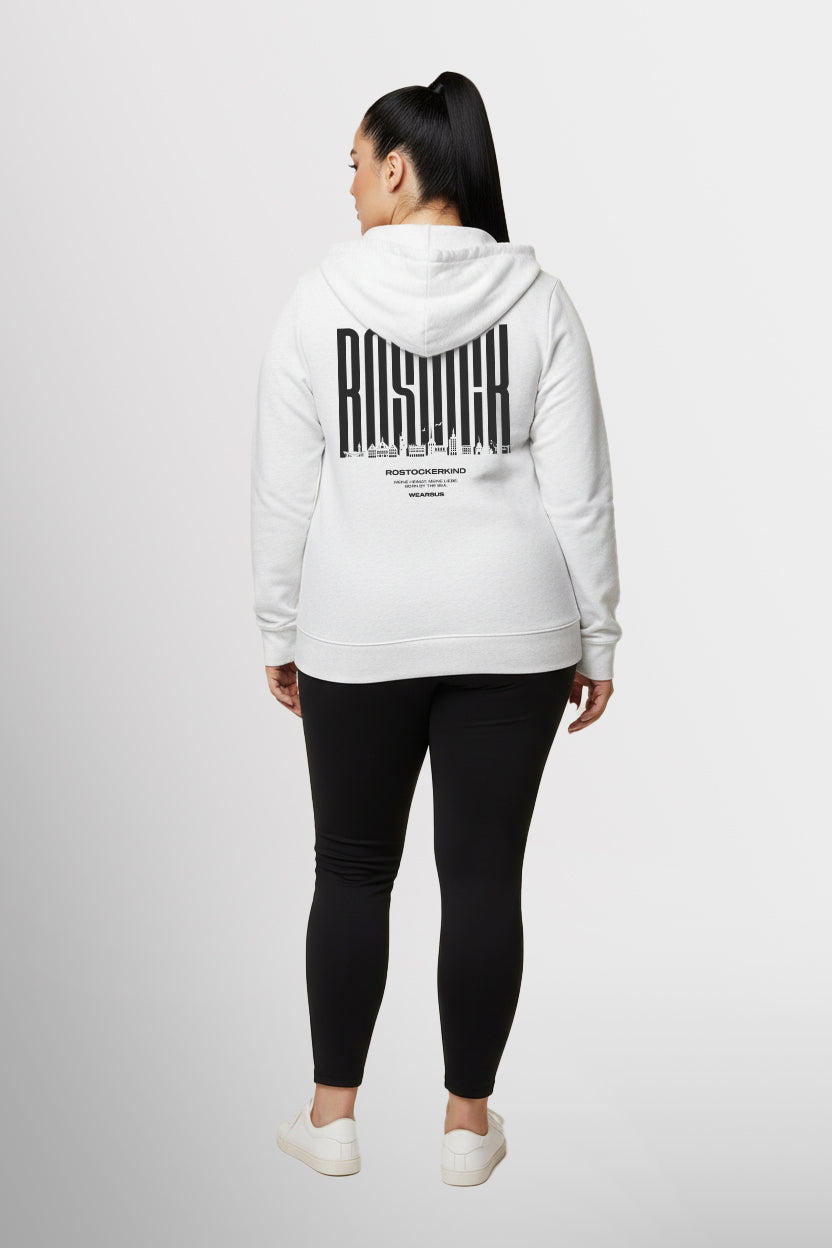 Rostock 'Rostockerkind' Bio Zip Hoodie Damen weiß