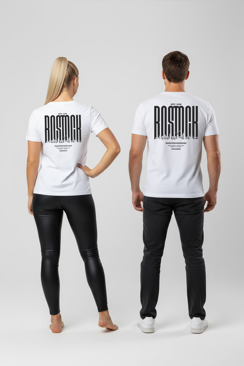 Rostock 'Rostockerkind' Bio T-Shirt Unisex Backprint weiß 180 g/m²