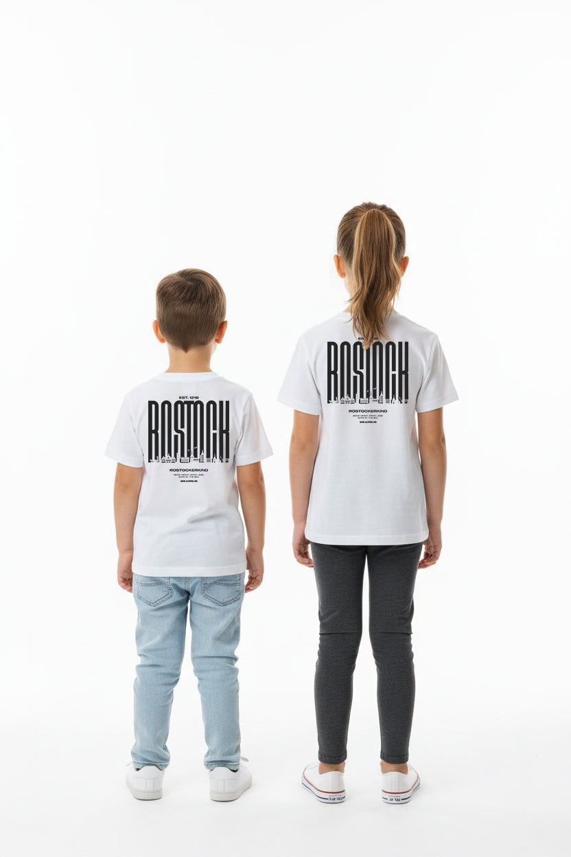 Rostock 'Rostockerkind' Bio T-Shirt Kinder 3-8 Jahre Backprint weiß
