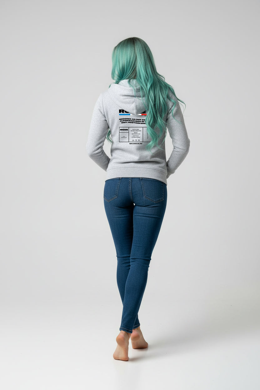 Rostock 'ROZTOC' Bio Zip Hoodie Damen weiß meliert