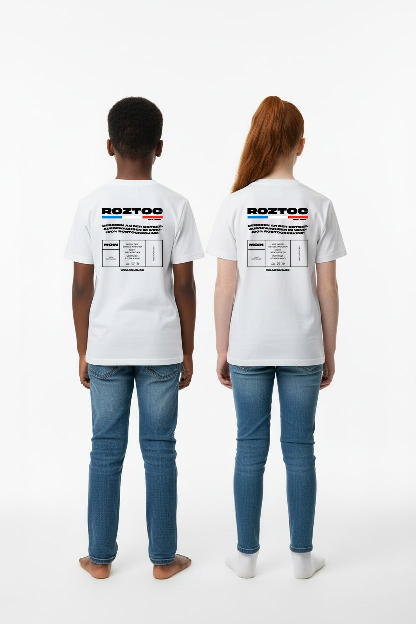 Rostock 'ROZTOC' Bio T-Shirt Kinder 9-13 Jahre weiß